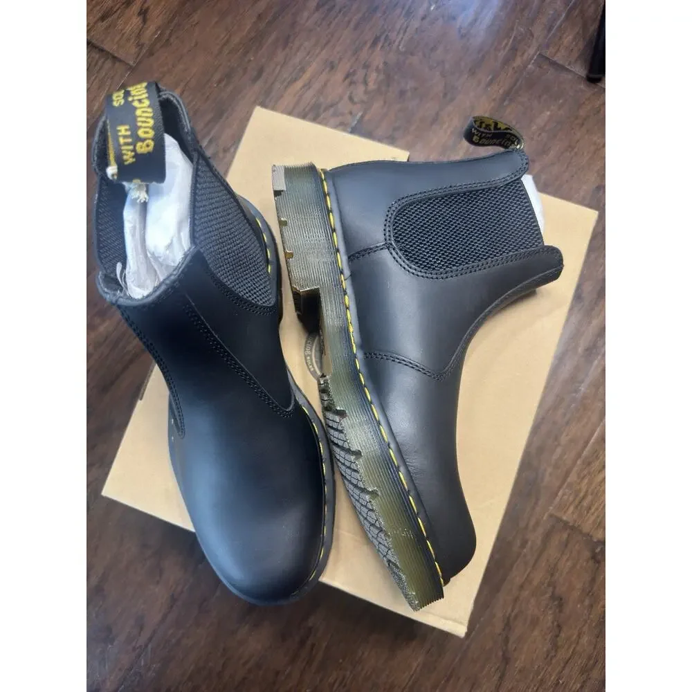 Dr. Martens 2976 SR Chelsea Boots Black Leather Slip Resistant Mens 9 Womens 10
